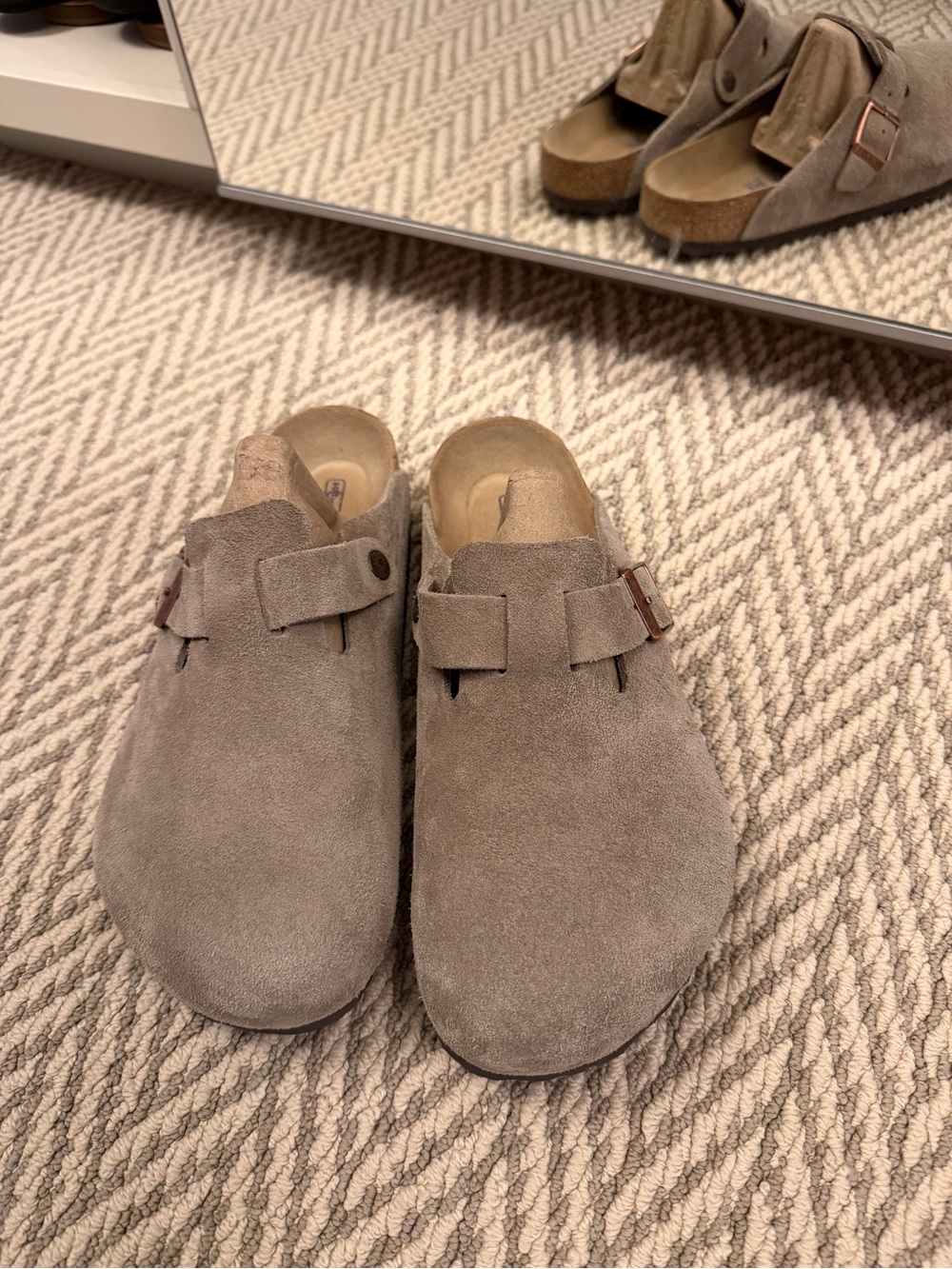 Birkenstock Boston soft Clog Mule in Taupe Gray Brown